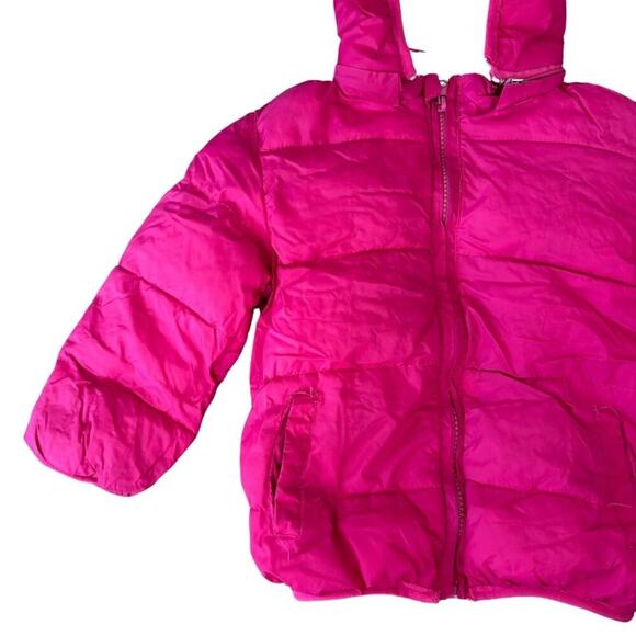 Removable Hoodie Puffer Jacket Sherpa Lined Hot Pink 3T - Picture 2 of 12